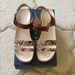 NIB! Cole Haan Peyton Brown and Snake Print Sandals